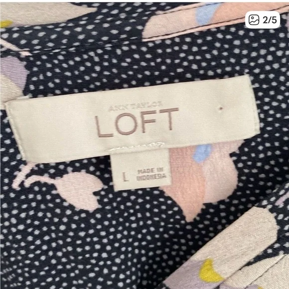 LOFT Black and Pink Floral Blouse - Picture 2 of 5